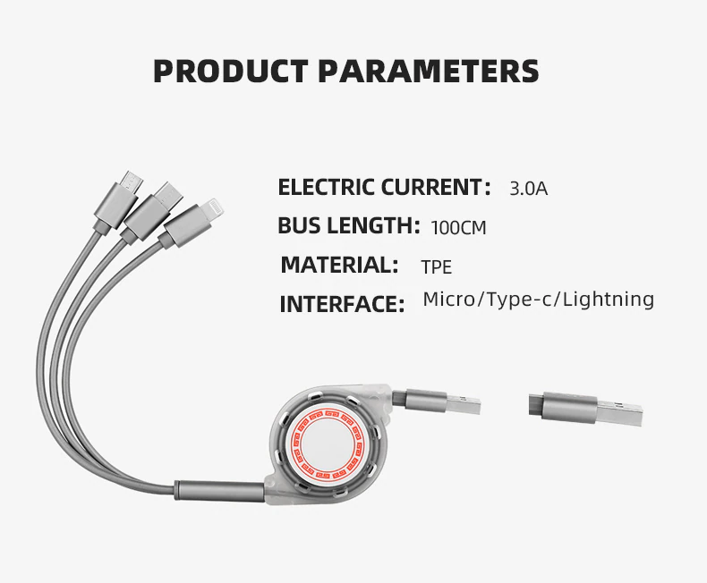 3-in-1 Retractable Charging Cable